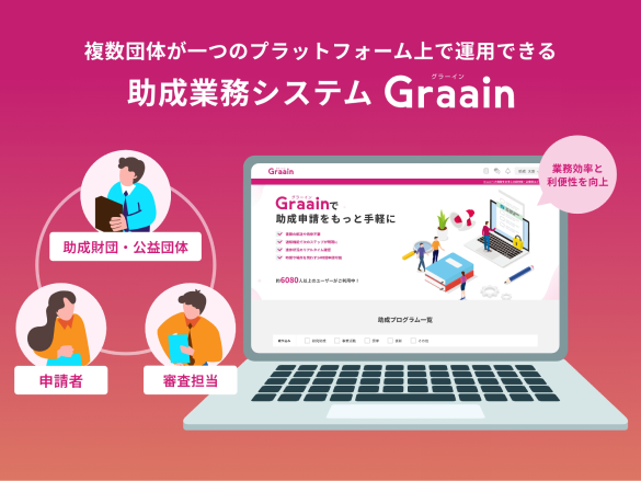 複数団体が一つのプラットフォーム上で運用できる 助成業務システム Graain